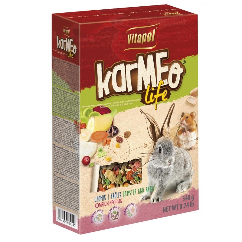 KARMEO LIFE OWOCOWO - WARZYWNY DLA CHOMIKA I KRÓLIKA 340g KARMEO LIFE OWOCOWO - WARZYWNY DLA CHOMIKA I KRÓLIKA 340g
