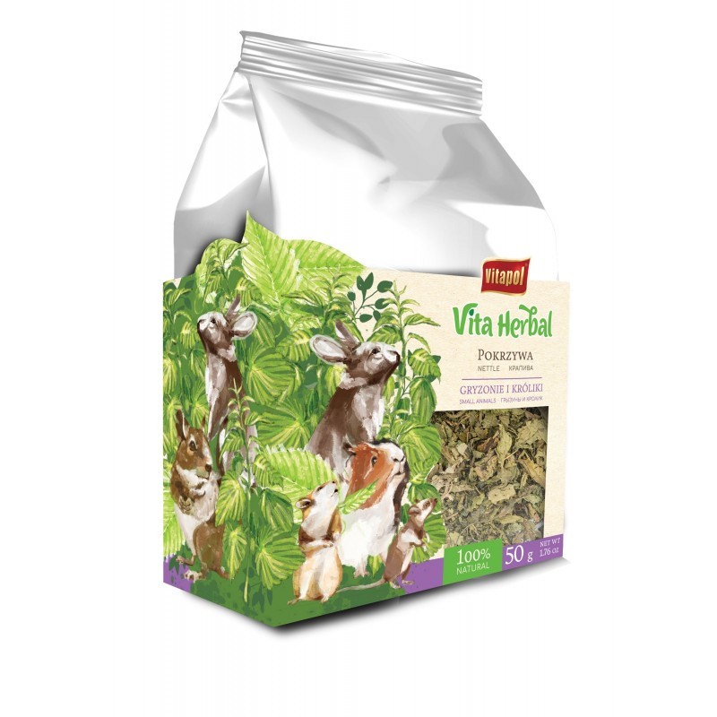 Vita Herbal dla gryzoni i królika, liść pokrzywy, 50 g Vita Herbal dla gryzoni i królika, liść pokrzywy, 50 g